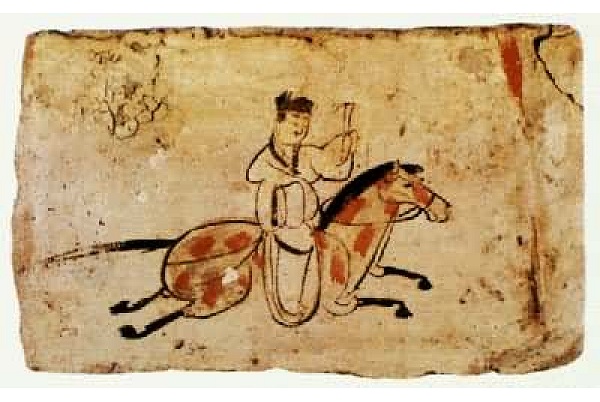 Ziegelbild in Wei-Jin-Gr�ber bei Jiayuguan