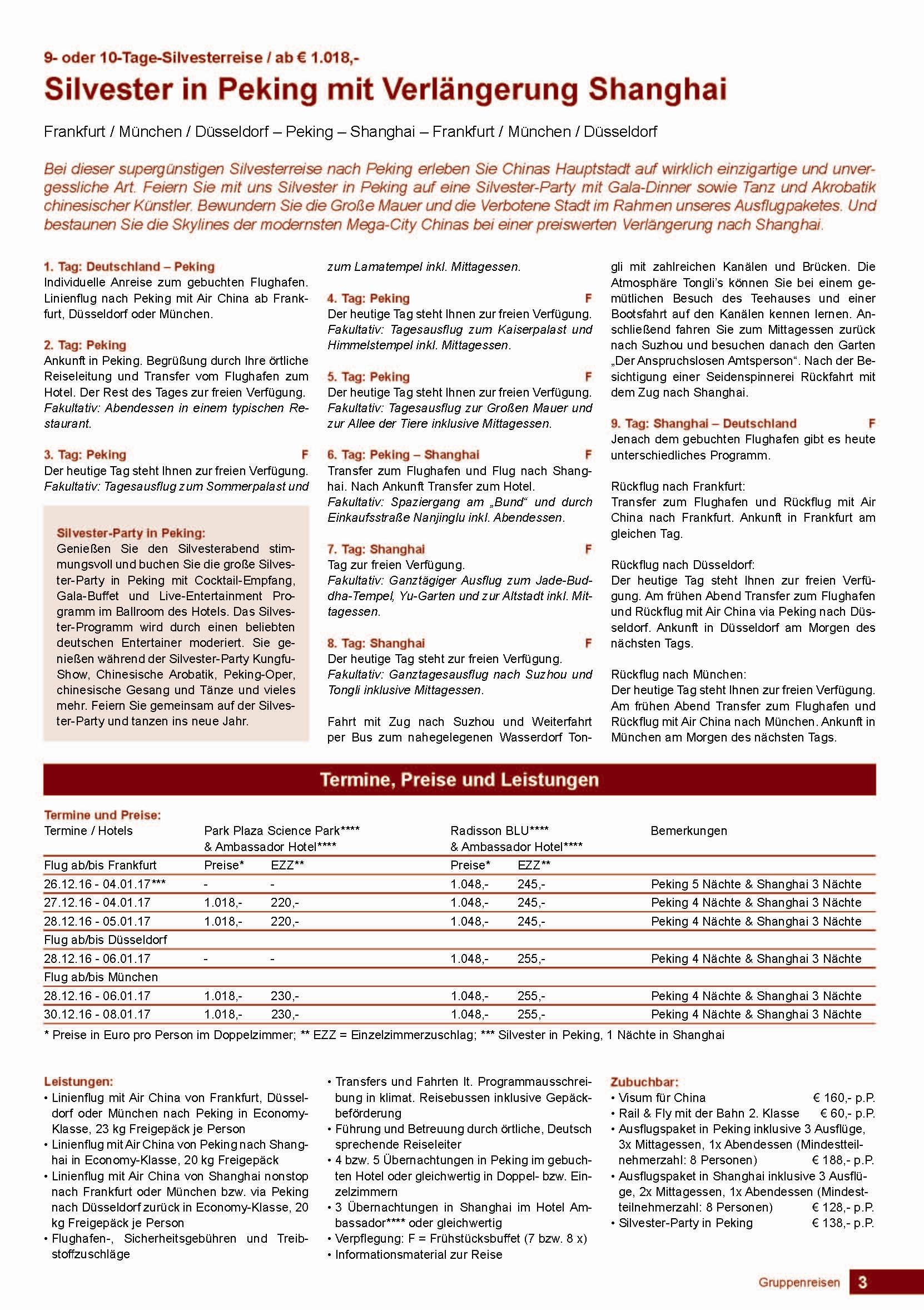 Silvester 2016 in Peking und Shanghai